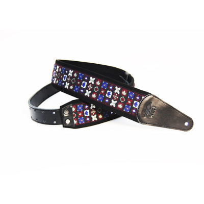 FL22017E Ergo Ремень для гитары, кожа/хлопок, орнамент, Fidel