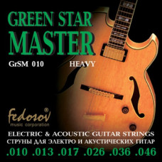 GrSM010 Green Star Master Heavy Комплект струн для электрогитары, нерж. сплав, 10-46, Fedosov GrSM010 Green Star Master Heavy Комплект струн для электрогитары, нерж. сплав, 10-46, Fedosov