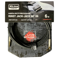 XLINE Cables RINST JACK-JACK 9006 Кабель инструментальный 6м Jack 6,35mm mono - Jack 6,35mm mono 90°