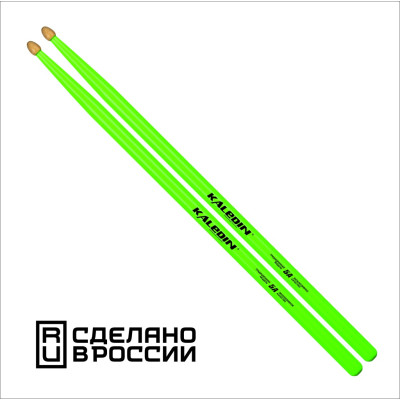 7KLHBGN5A 5A Барабанные палочки, граб, флуоресцентные ярко-зеленые, Kaledin Drumsticks