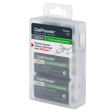 00-00037260 Аккумулятор бытовой Крона БОКС2 Li-ion 9V 1100mAh Type-C, GoPower