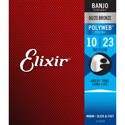 11650 POLYWEB Комплект струн для банджо, Medium, 10-23, Elixir