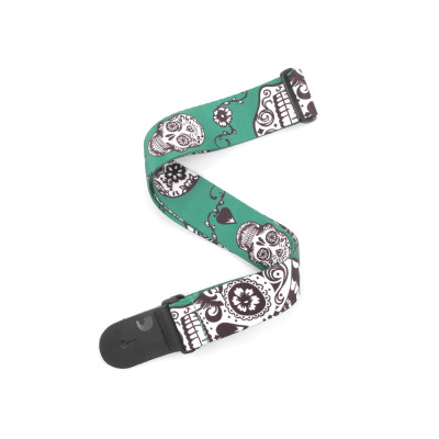 Planet Waves P20W1412 Ремень для гитары, рисунок «Sugar Skulls», цвет черный