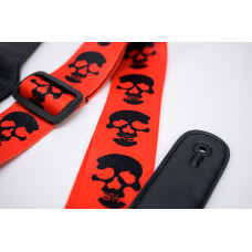 Bosstone GS-303RS Ремень для гитары, тканевый красный с рисунком черепа
