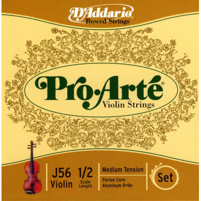 J56-1/2M Pro-Arte Комплект струн для скрипки размером 1/2, среднее натяжение, D'Addario