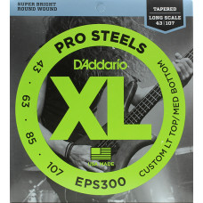 EPS300 ProSteels Комплект струн для бас-гитары, Lt top/Med bottom, 43-107, D'Addario EPS300 ProSteels Комплект струн для бас-гитары, Lt top/Med bottom, 43-107, D'Addario