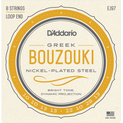 EJ97 Комплект струн для греческого бузуки, никелированные, 10-28, D'Addario