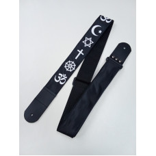 MZ-RG-5-1ApSymbolsBk Ремень для гитары, черный, аппликация Символы, MEZZO