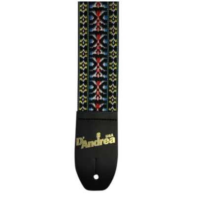 1313-3 Ремень для гитары, тканный, рисунок "гобелен", красный/желтый/синий, D'Andrea