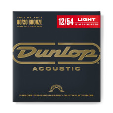 DAB1254 Комплект струн для акустической гитары, бронза 80/20, Light, 12-54, Dunlop